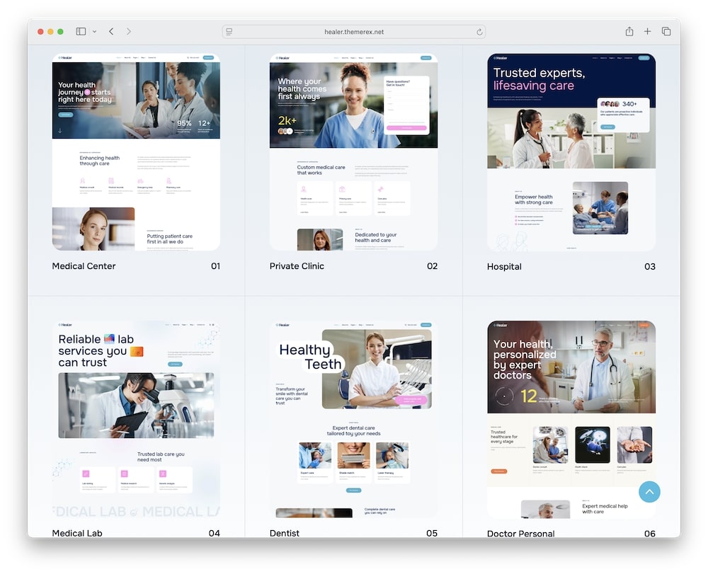 healer wordpress theme predefined demos