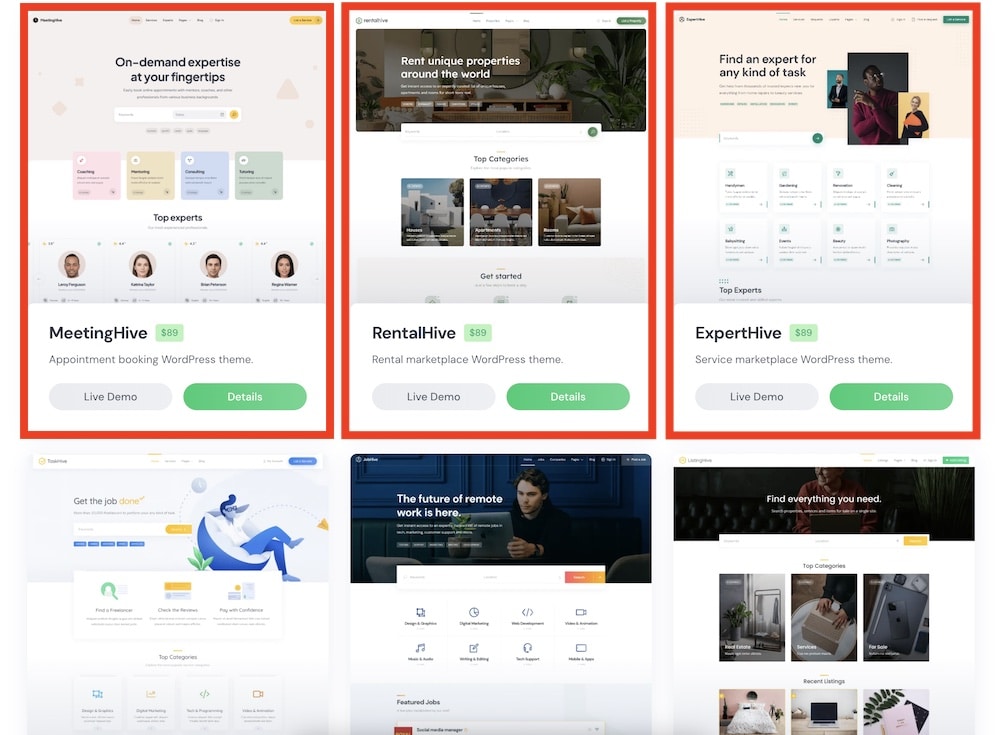 hivepress wordpress plugin predefined themes