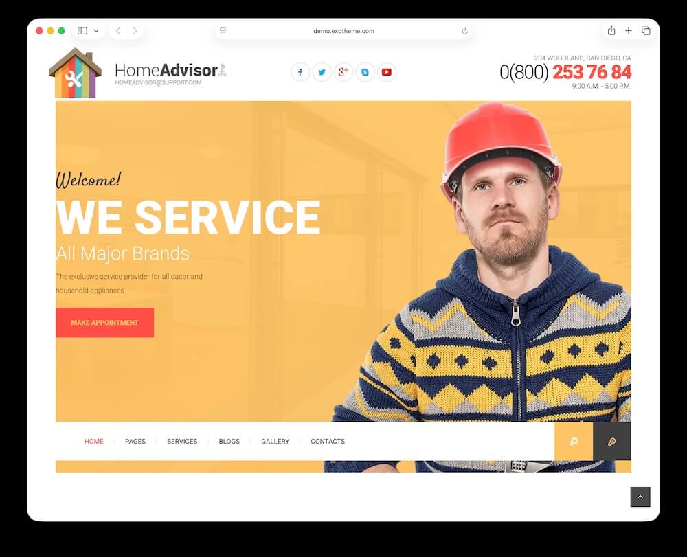 home advisor wordpress appliance repair theme