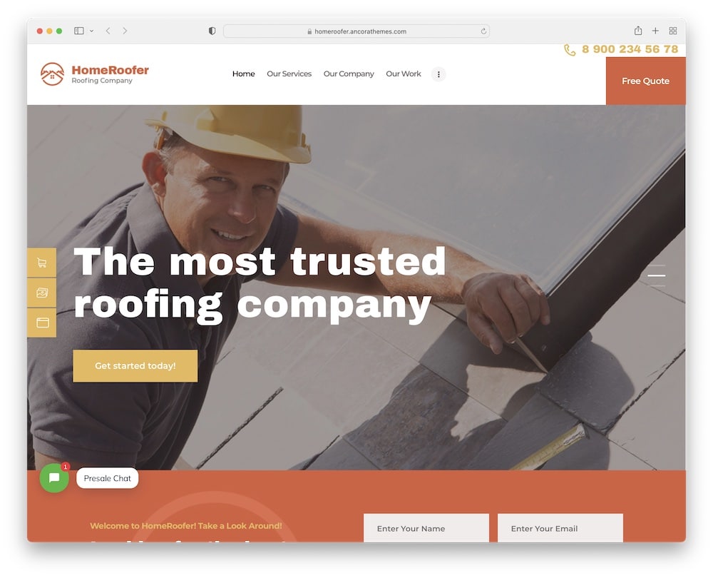 homeroofer roofing construction wordpress theme