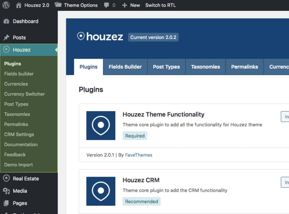 houzez plugins and widgets