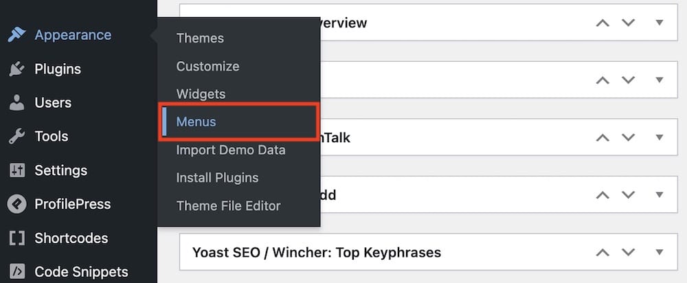 how to access wordpress menus