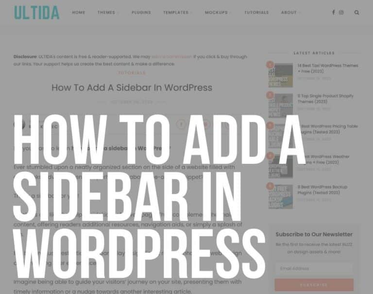 How To Add A Sidebar In WordPress? ULTIDA