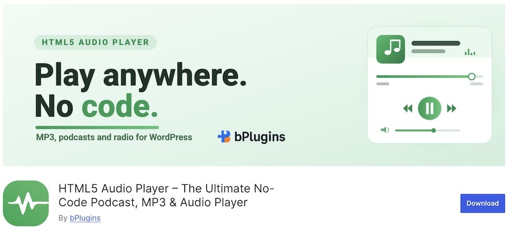html5 audio player plugin by bplugins