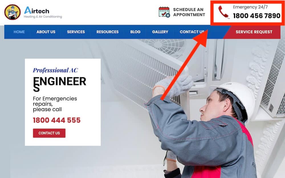 hvac emergency service info