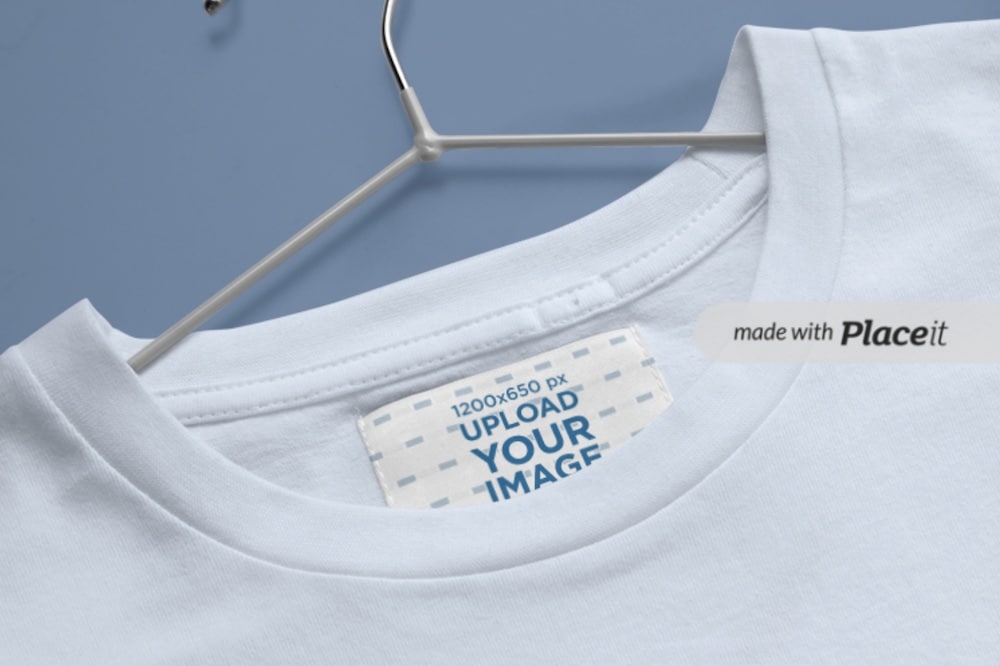 inside label mockup of a t-shirt with a hanger