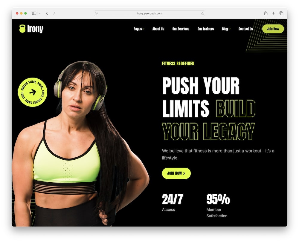 irony wordpress fitness and gym theme