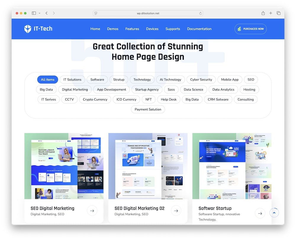 it-tech wordpress theme demos