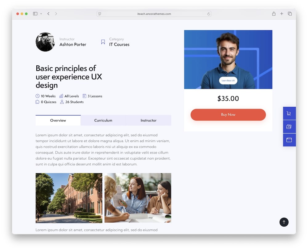 iteach wordpress theme built with learnpress