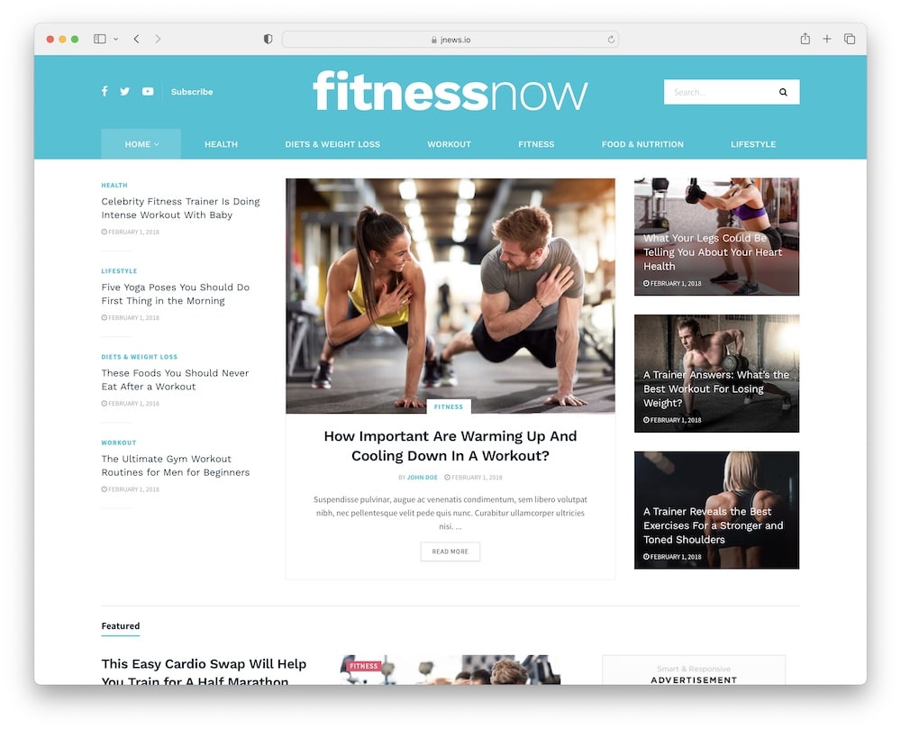 jnews fitness blog wordpress theme