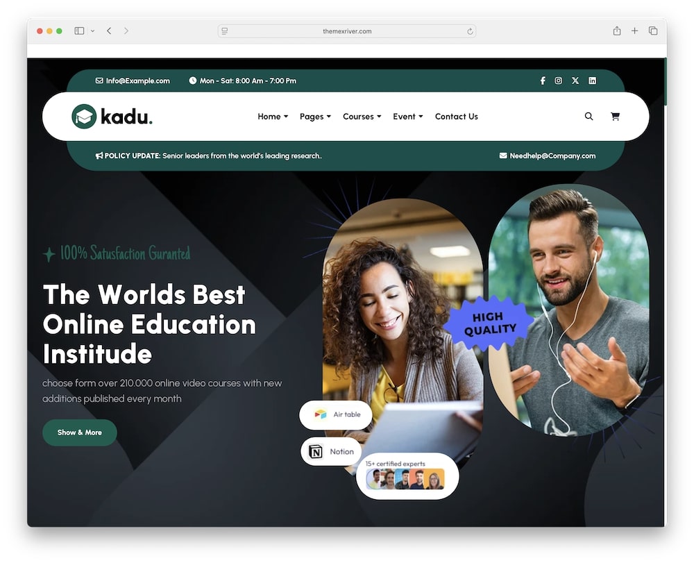 kadu wordpress theme header and footer styles