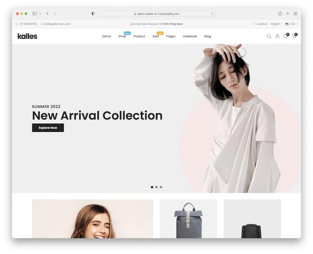 kalles shopify theme for clothing store