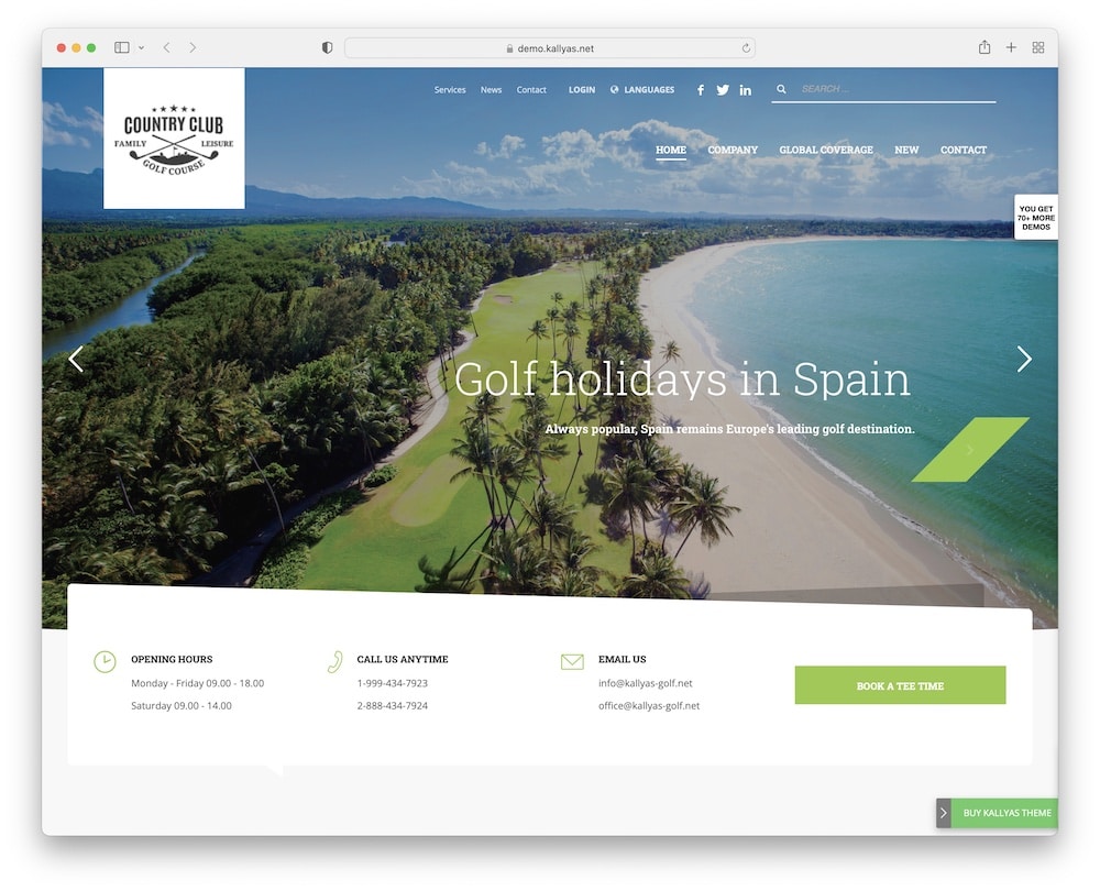 kallyas wordpress golf theme