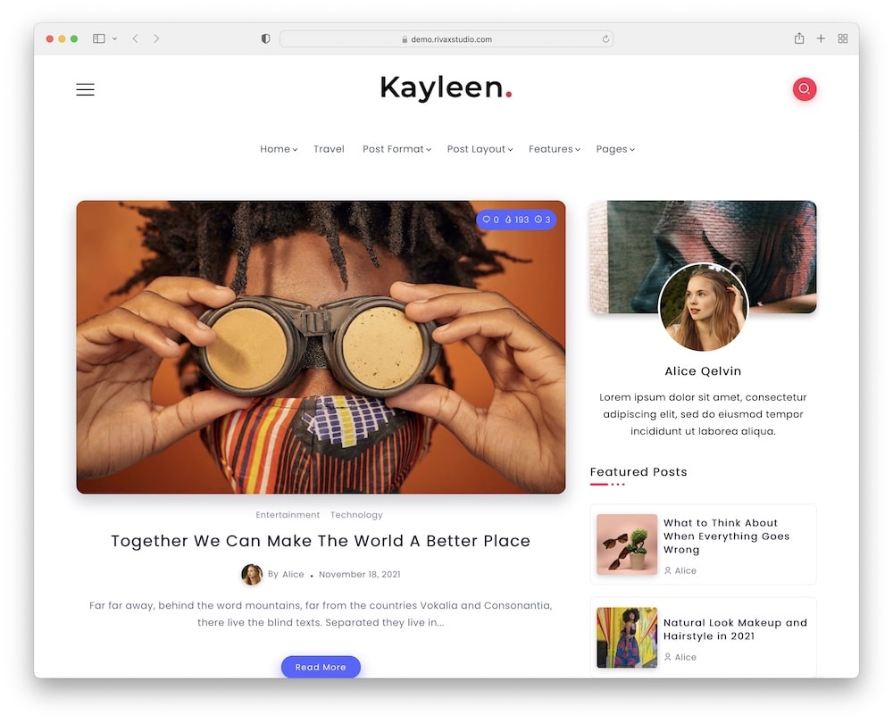 kayleen wordpress fashion blog magazine theme