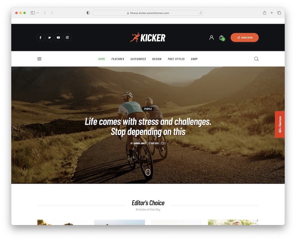 kicker fitness magazine wordpress theme