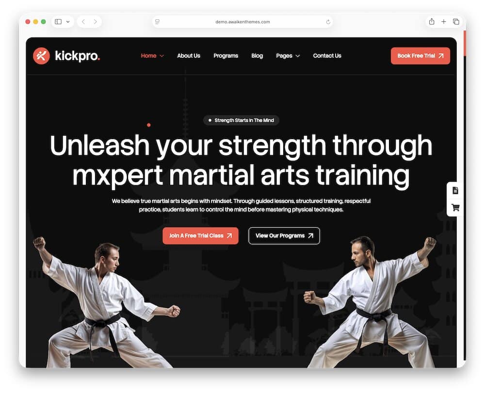 kickpro karate wordpress theme
