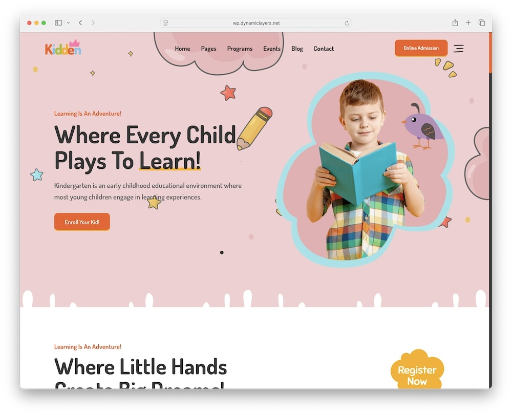 kidden wordpress theme playful design