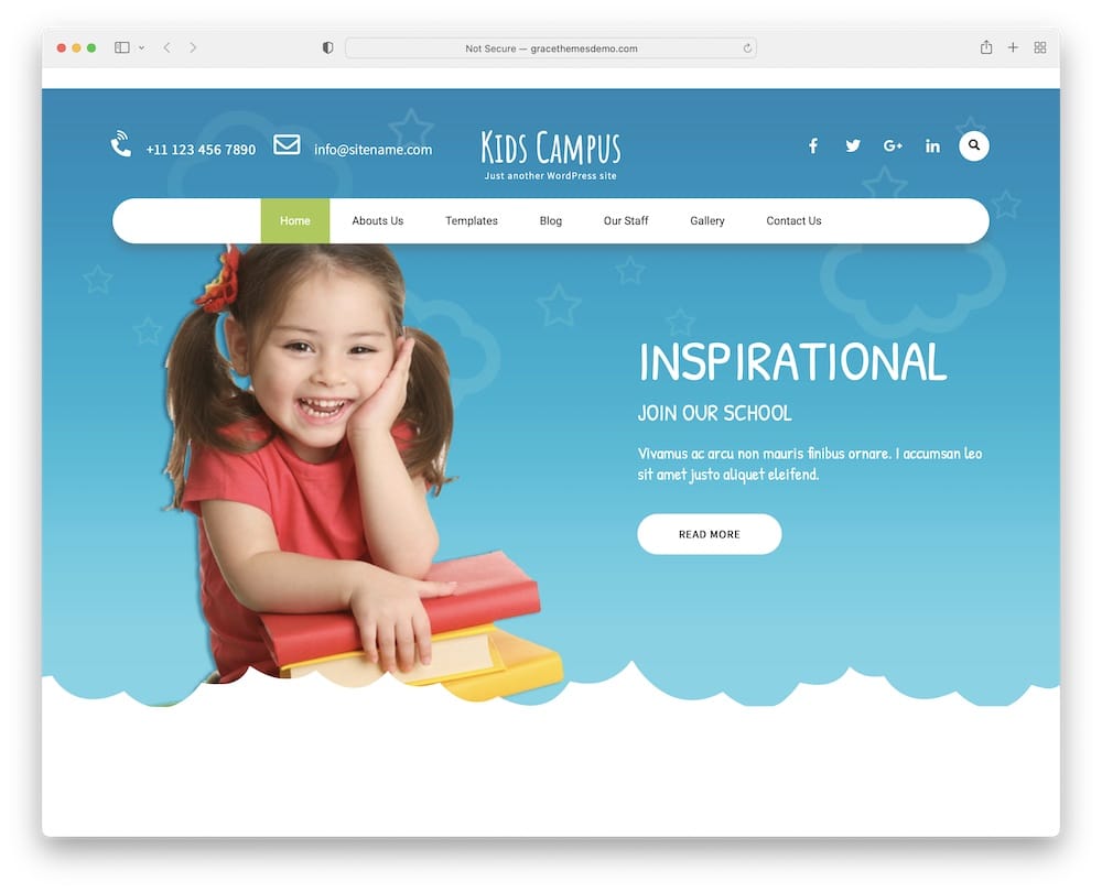 kids campus free wordpress primary school theme