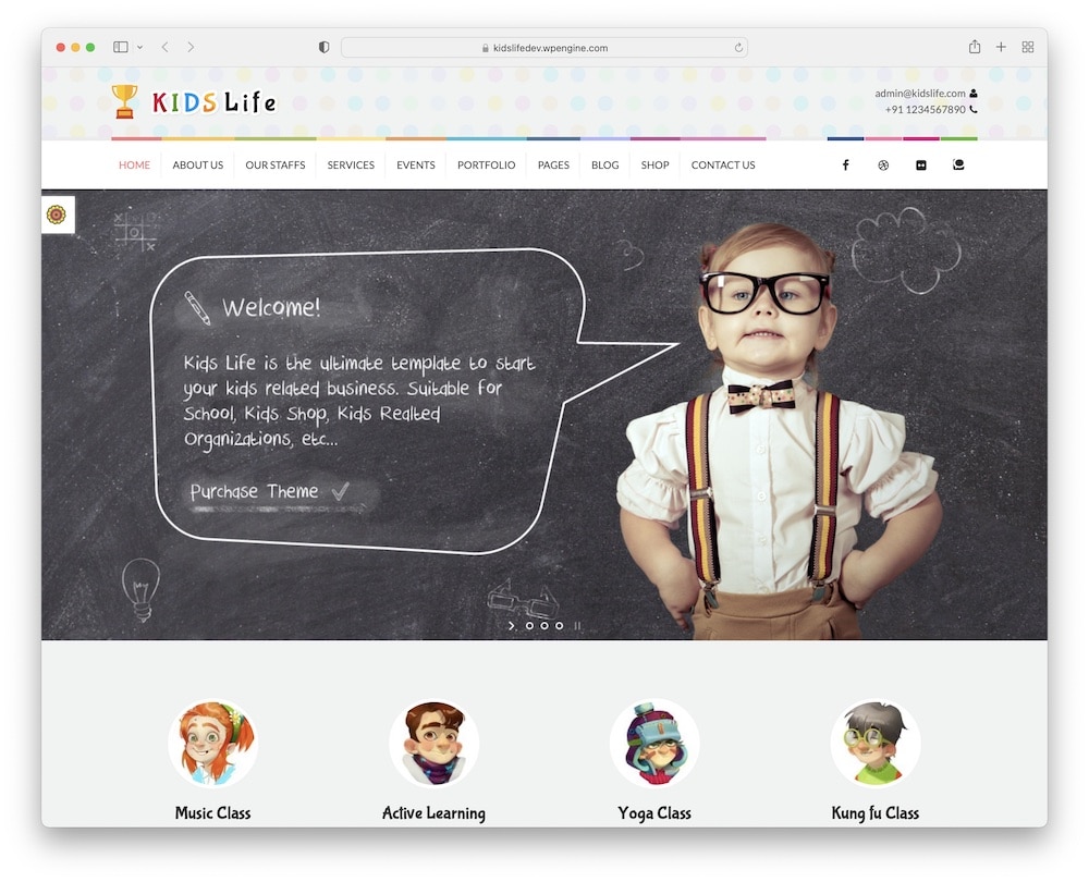 kids life wordpress preschool theme