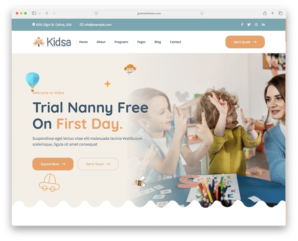 kidsa wordpress theme for kindergarten pre school websites