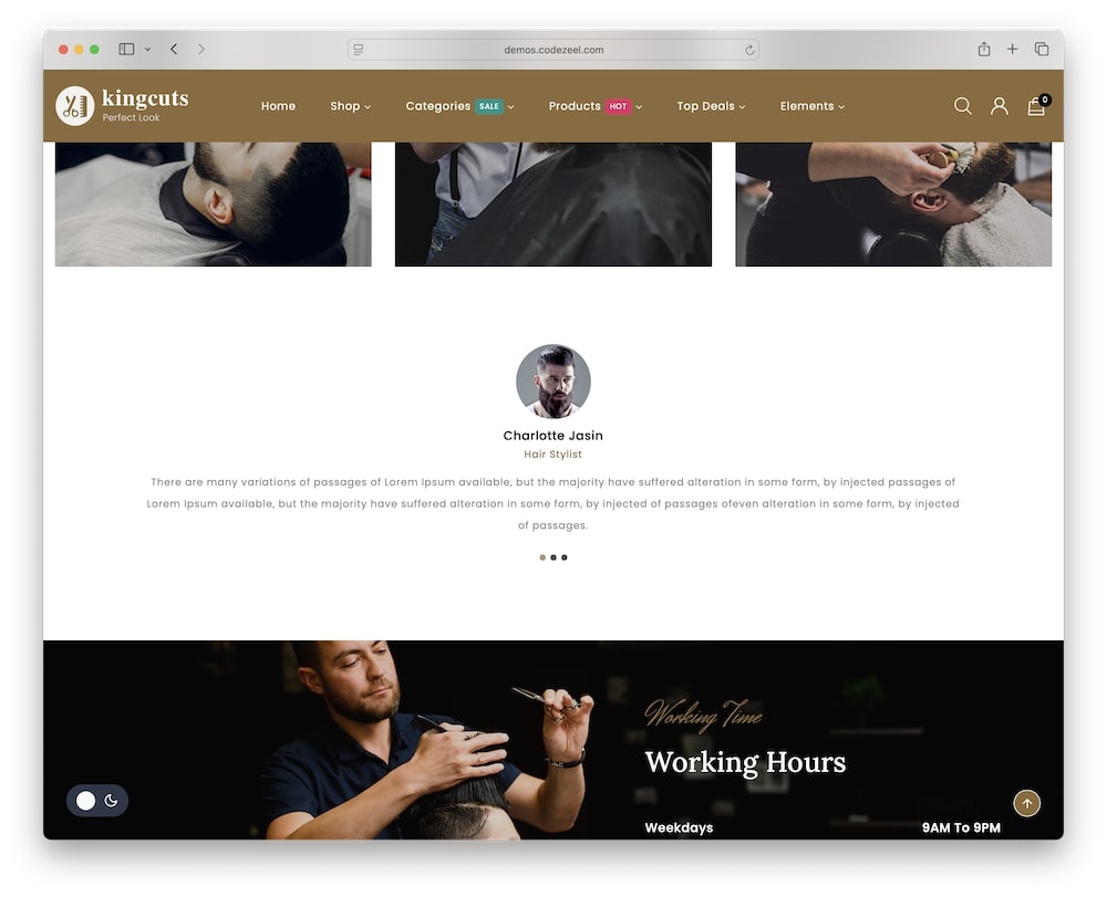 kingcuts wordpress theme testimonials