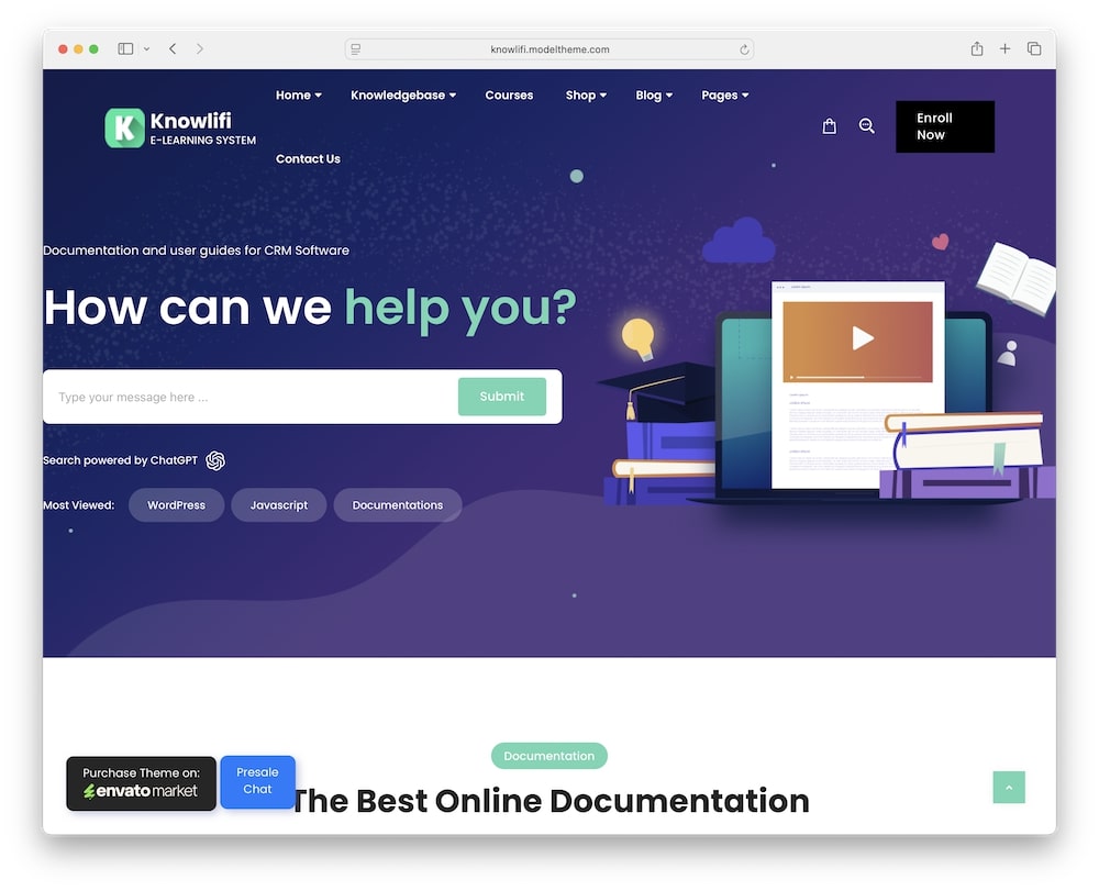 knowlifi wordpress theme ai powered search integration