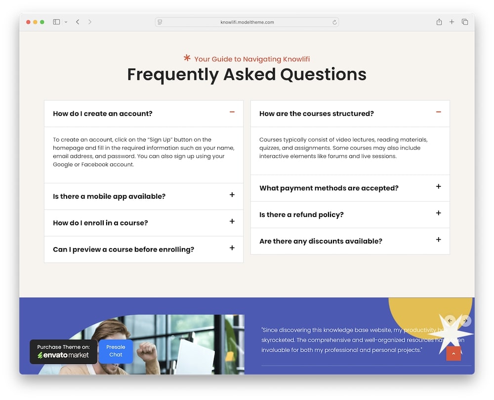 knowlifi wordpress theme internal layouts