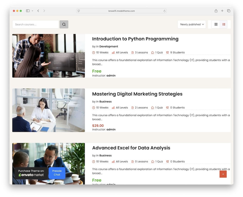 knowlifi wordpress theme online courses