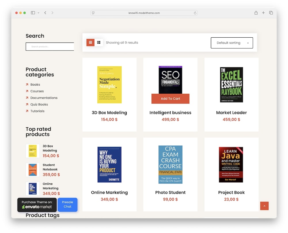 knowlifi wordpress theme woocommerce support