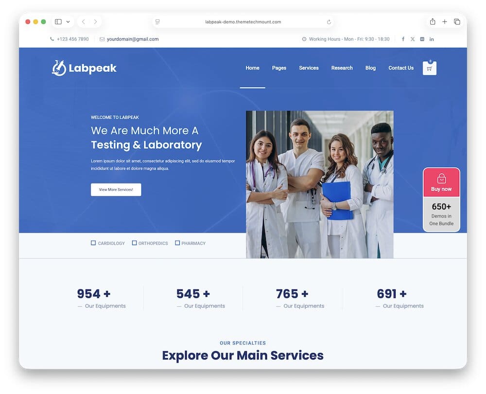 labpeak laboratory wordpress theme