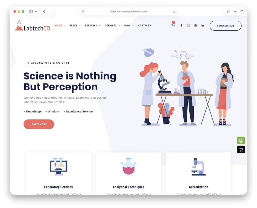 labtechco laboratory wordpress theme