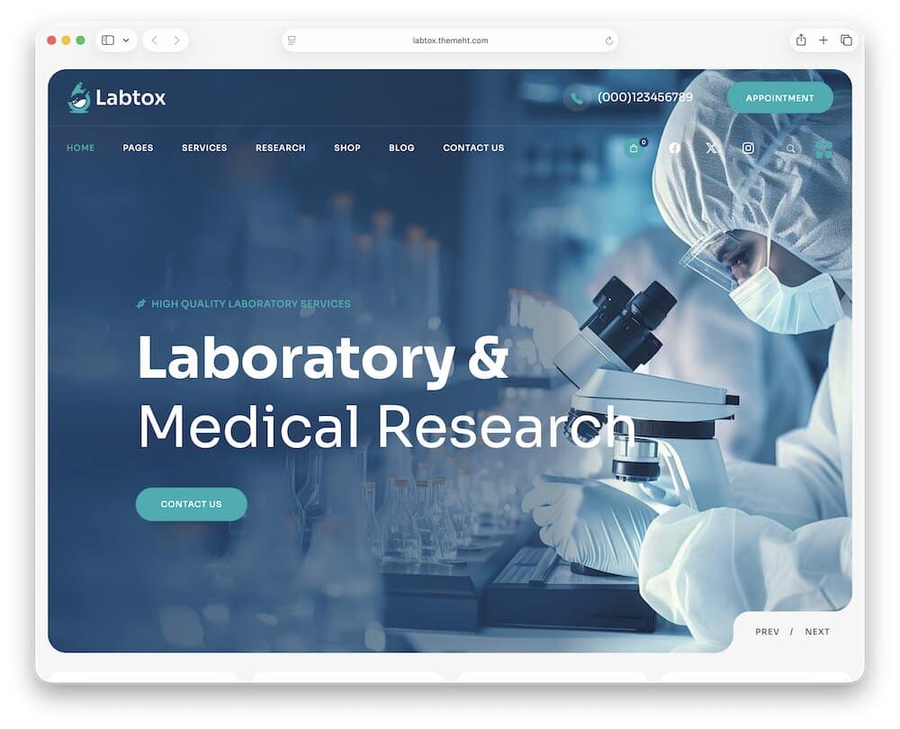 labtox laboratory wordpress theme