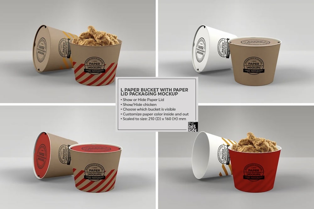 large paper bucket mockup