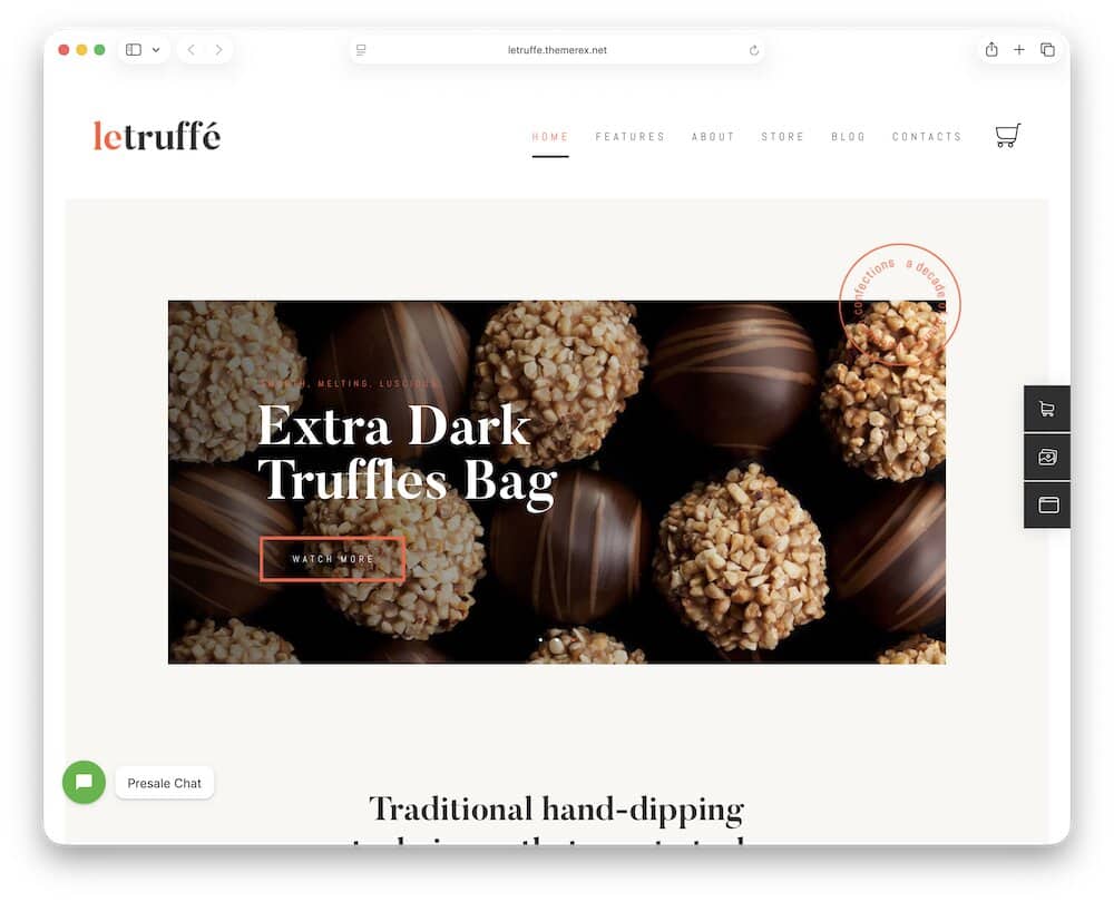 le truffe chocolate shop wordpress theme