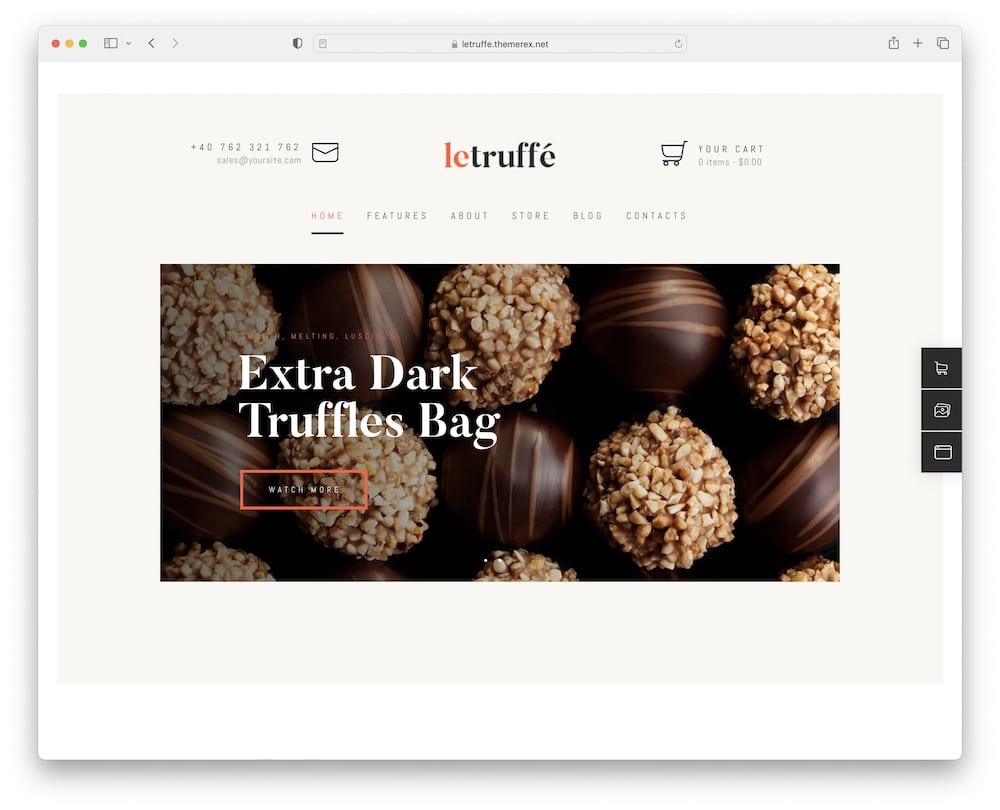 le truffe chocolate sweets candy store wordpress theme