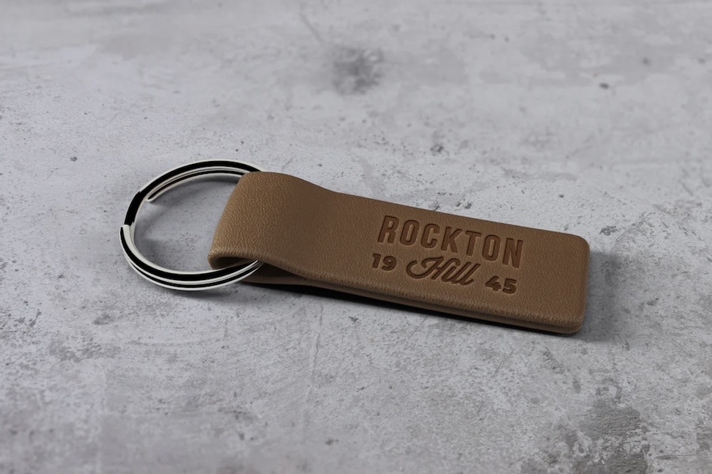 leather keychain logo mockup