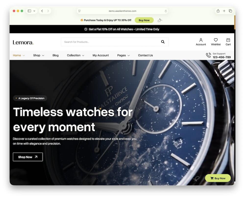 lemora watch store wordpress theme
