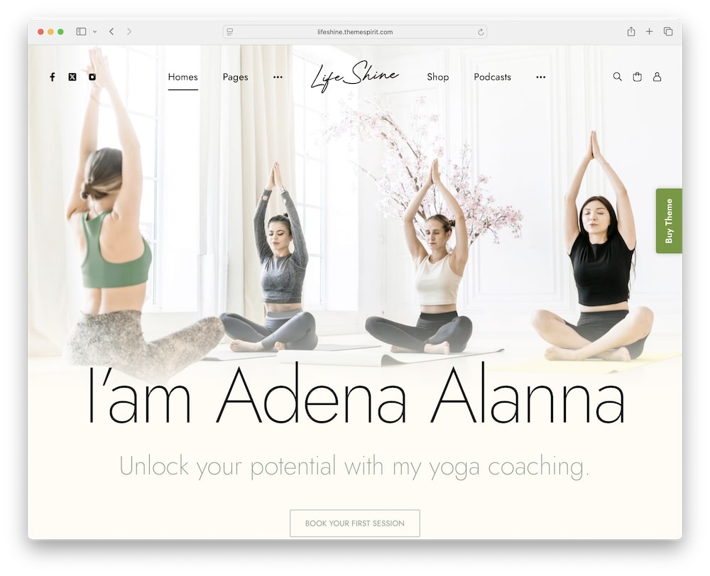 lifeshine wordpress theme coaching focused demos