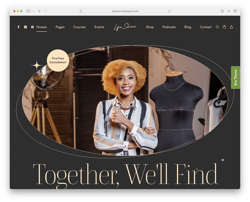 lifeshine wordpress theme test