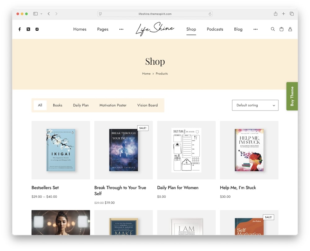 lifeshine wordpress theme woocommerce integration