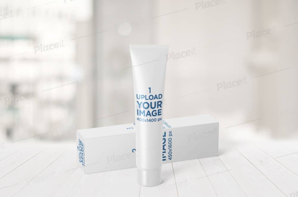 long cosmetic tube packaging mockup