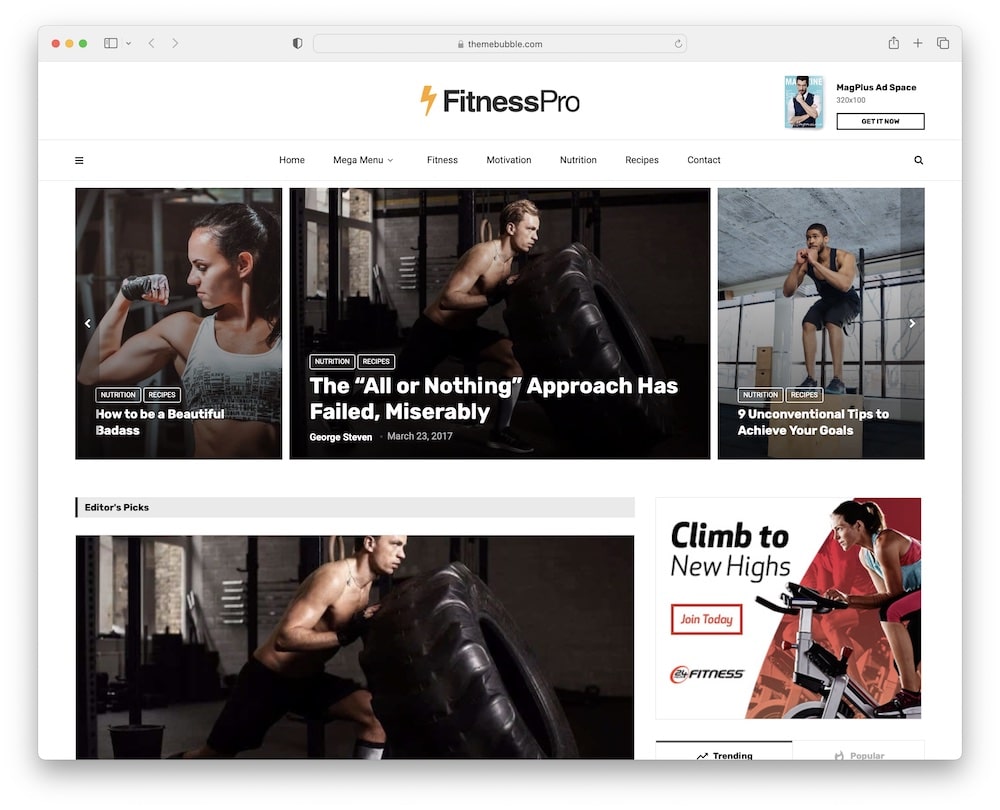 magplus fitness magazine wordpress theme