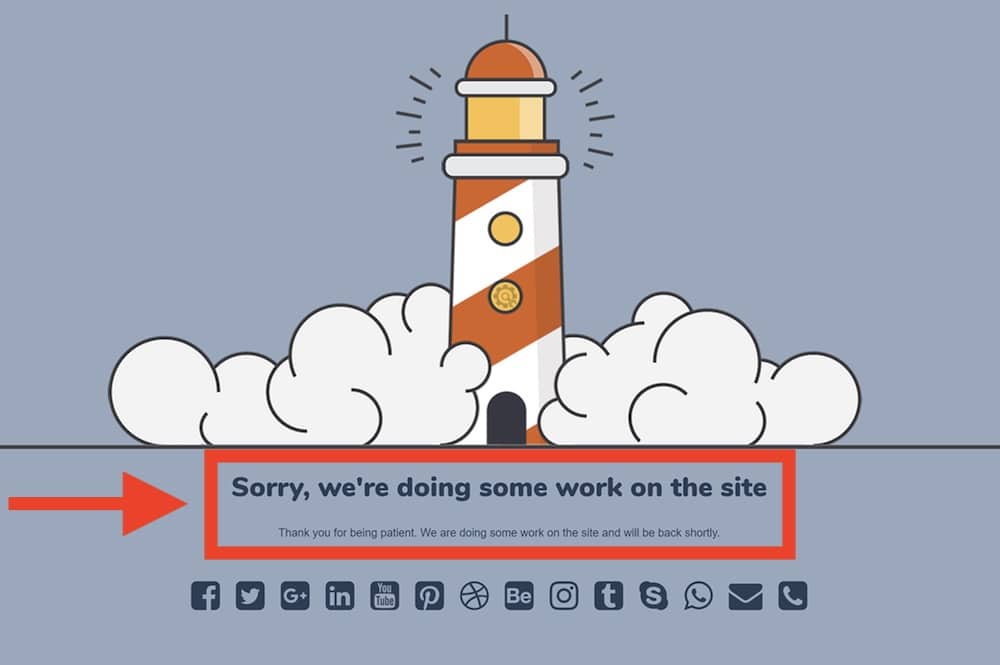 maintenance mode page example