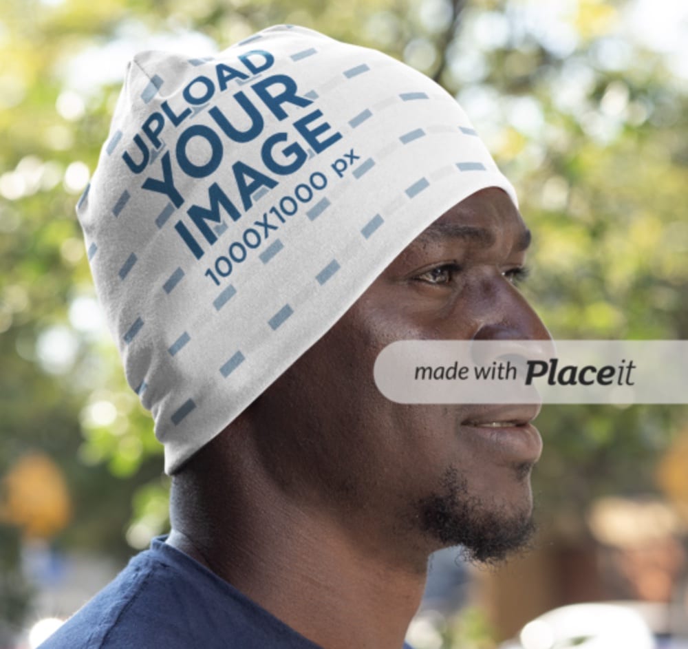 man wearing a beanie mockup