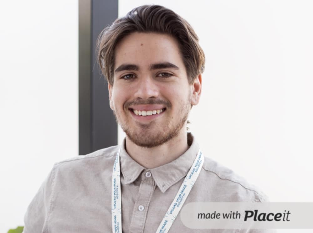 man wearing a lanyard id card mockup