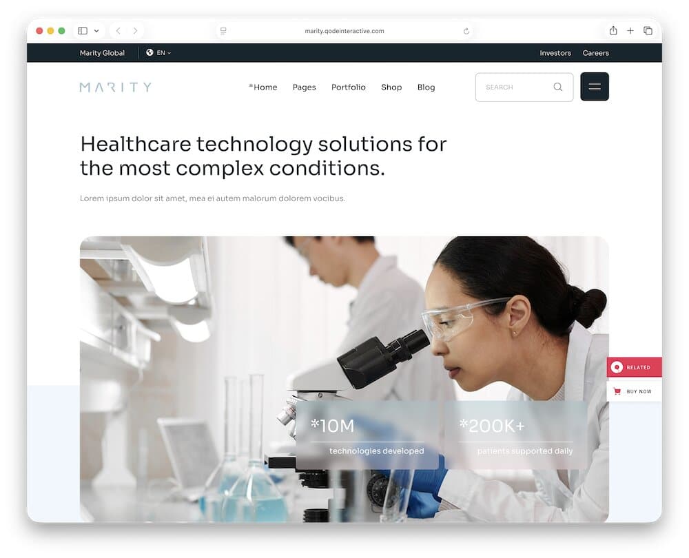 marity laboratory wordpress theme