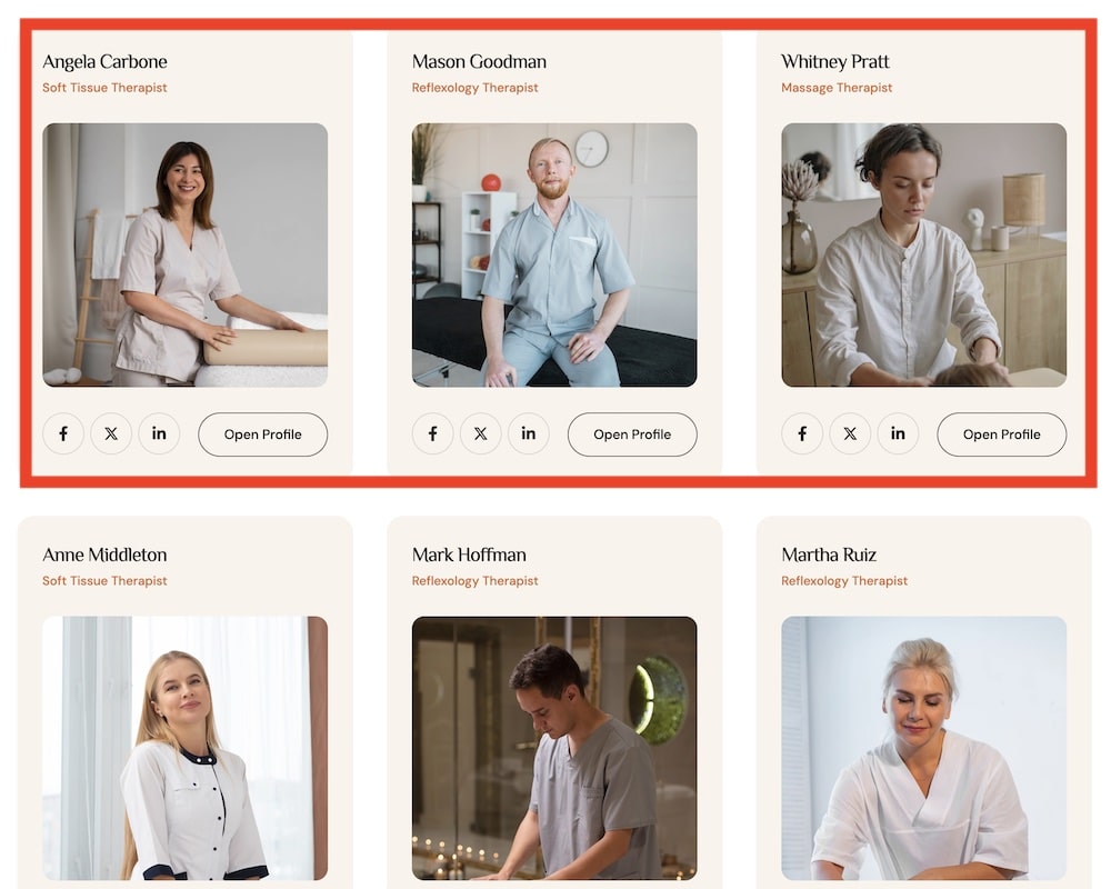 massage therapist profiles