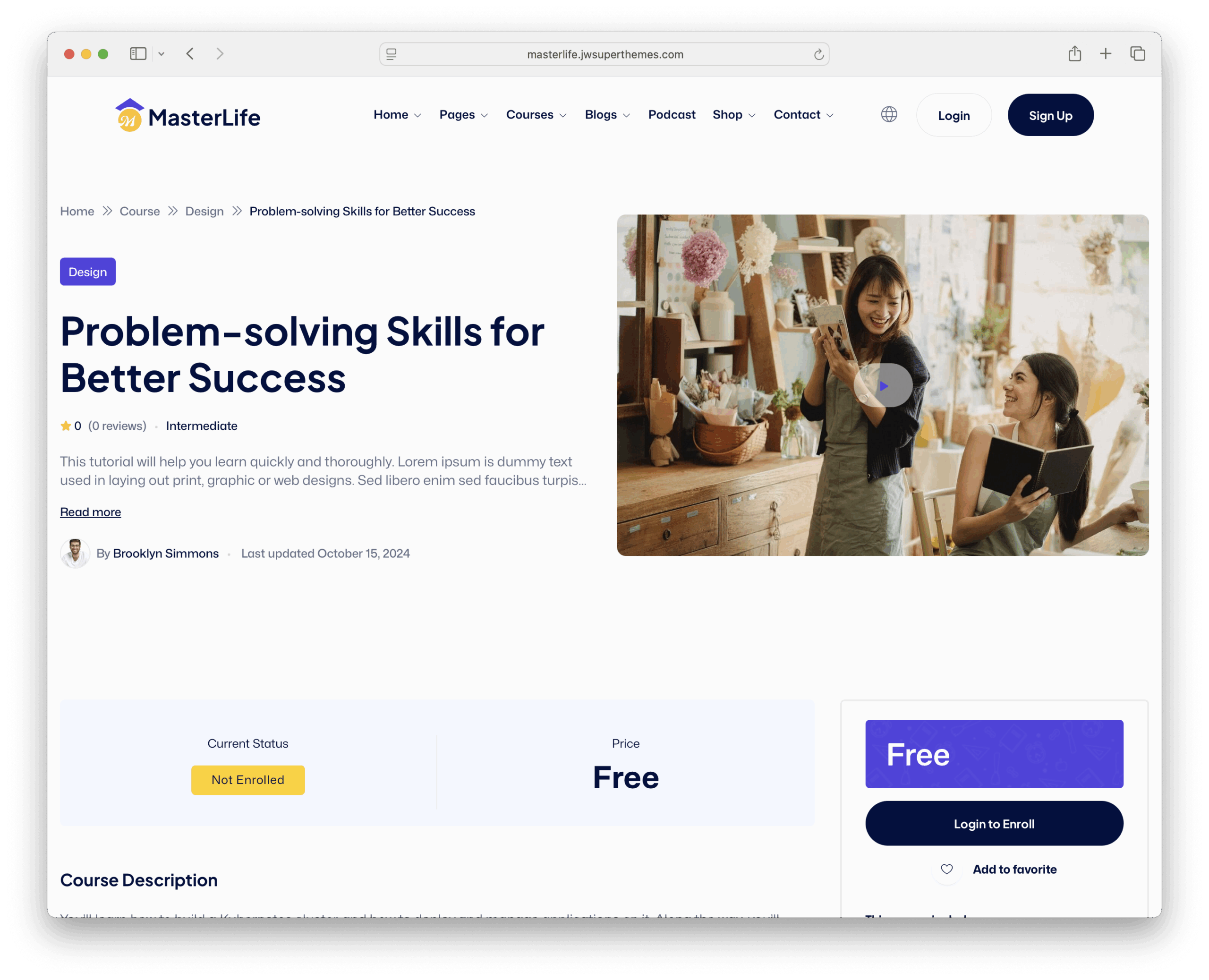 masterlife wordpress theme learndash plugin integration