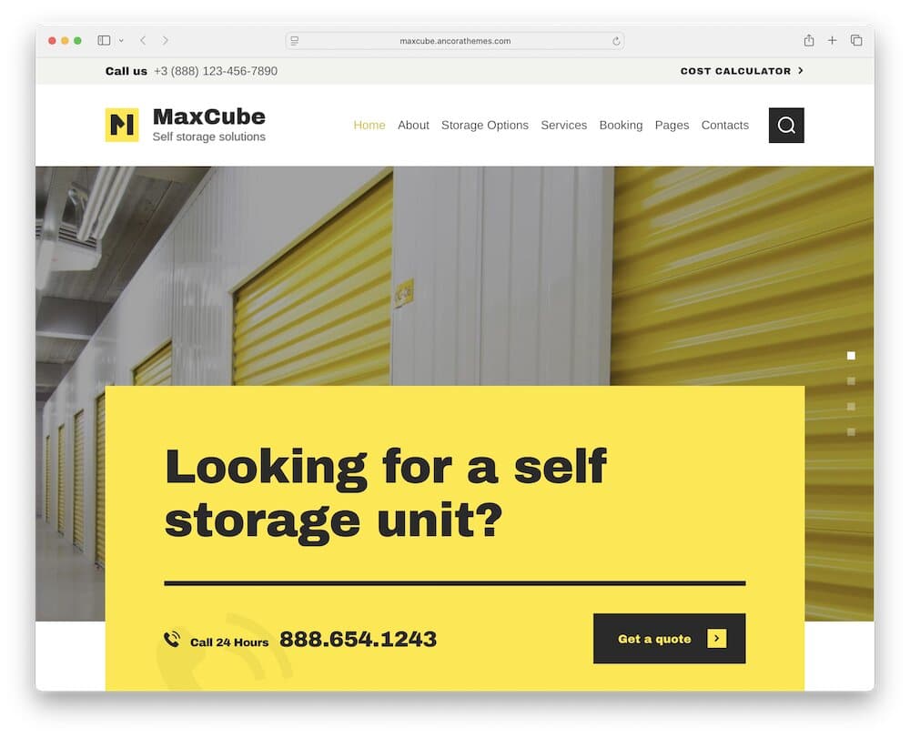 maxcube self storage wordpress theme