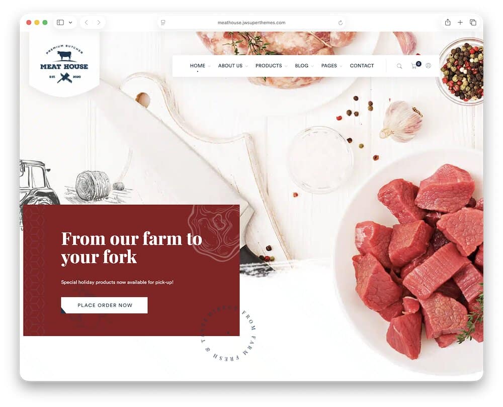 meathouse butcher shop wordpress theme